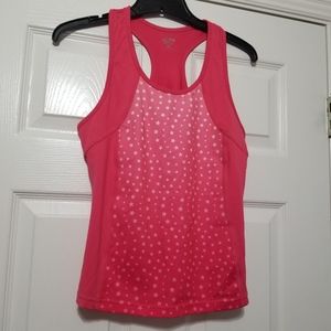 Champion - Athletic Racerback Fitted Tank w/Bra, Pink w/White Stars - Size XL